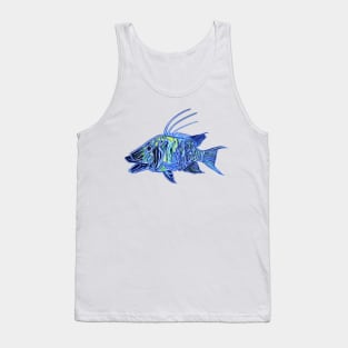 Neon Blue Green Hogfish - funky fish design Tank Top